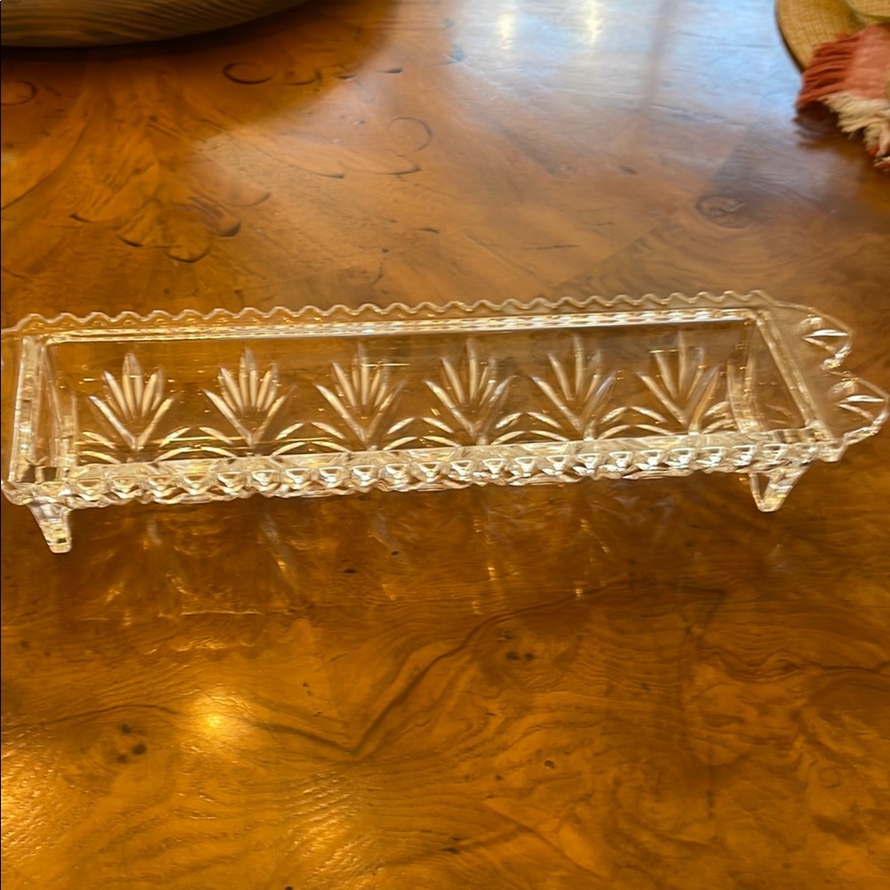 Vintage Crystal Footed Cracker Tray